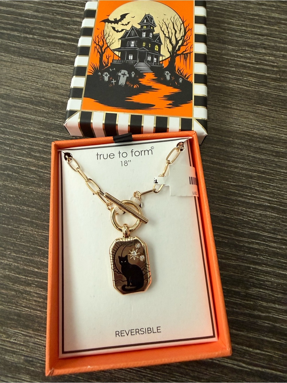 NWT Halloween Black Cat Gold Necklace